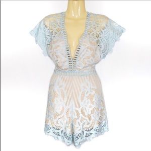 Blue lace romper